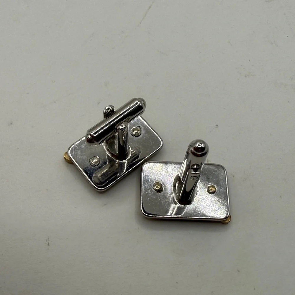Vintage Hickok Jerry Script Cufflinks Cuff Links Silver Tone Gold Name